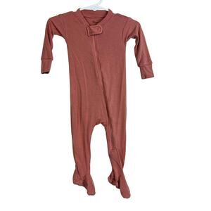 Vaengir Baby Bamboo Footed Zippered Romper Bodysuit Peach Rose Baby 0-3 Months